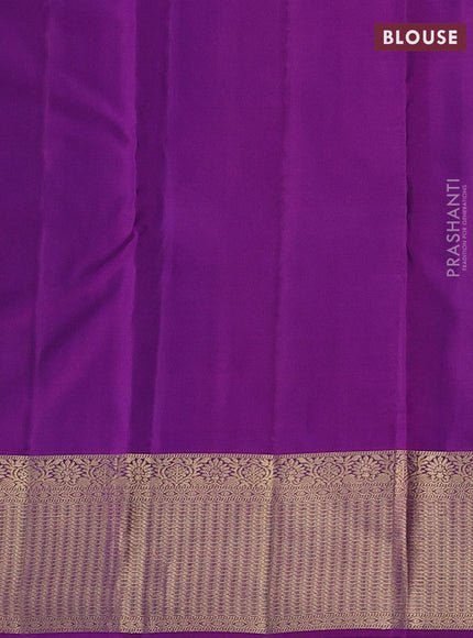 Teal Blue & Purple Pure Kanchipuram Silk Saree