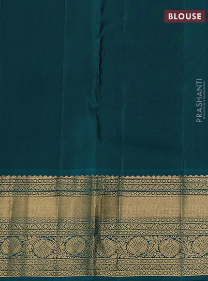 Black & Teal Pure Kanchipuram Silk Saree