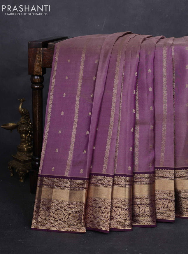 Lavender & Wine Pure Kanchipuram Silk Saree