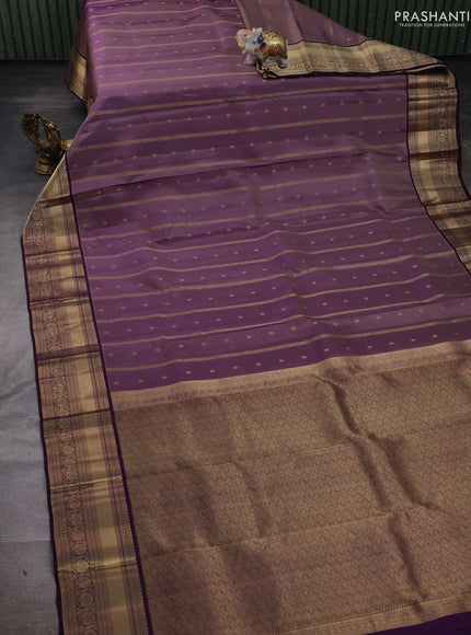 Lavender & Wine Pure Kanchipuram Silk Saree