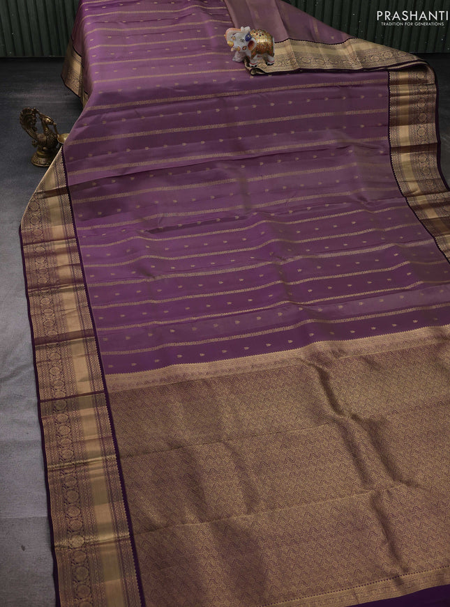 Lavender & Wine Pure Kanchipuram Silk Saree