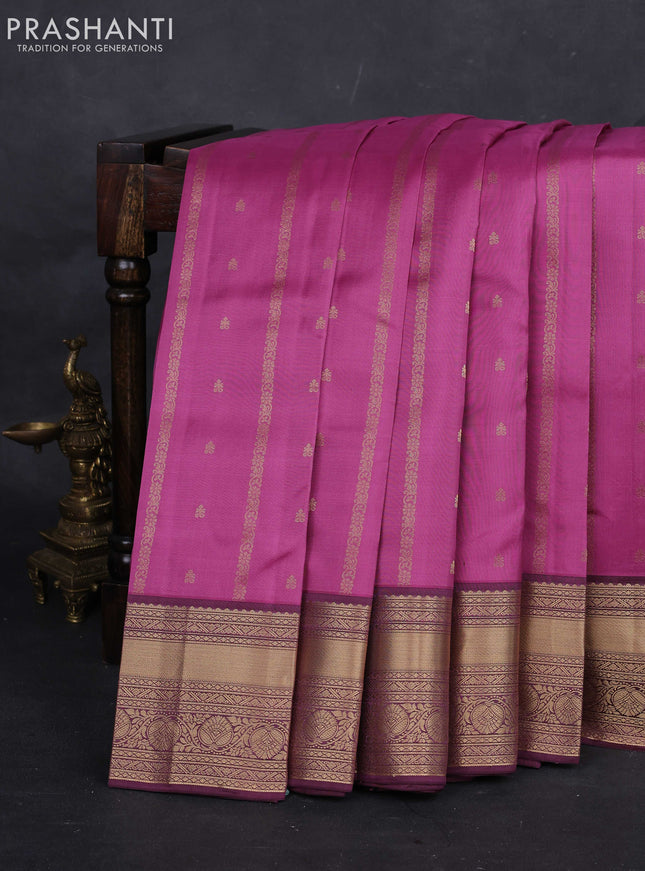 Pink & Wine Pure Kanchipuram Silk Saree
