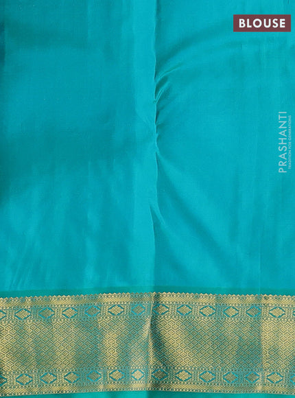 Pink & Teal Green Pure Kanchipuram Silk-Butta