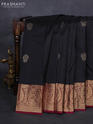 Black & Maroon Pure Kanchipuram Silk-Butta