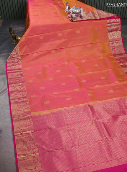 Mustard & Pink Pure Kanchipuram Silk-Butta