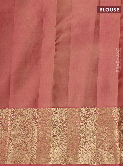 Beige & Pink Pure Kanchipuram silk-Butta