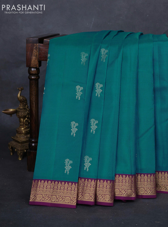 Cs blue & Purple Pure Kanchipuram Silk-Butta
