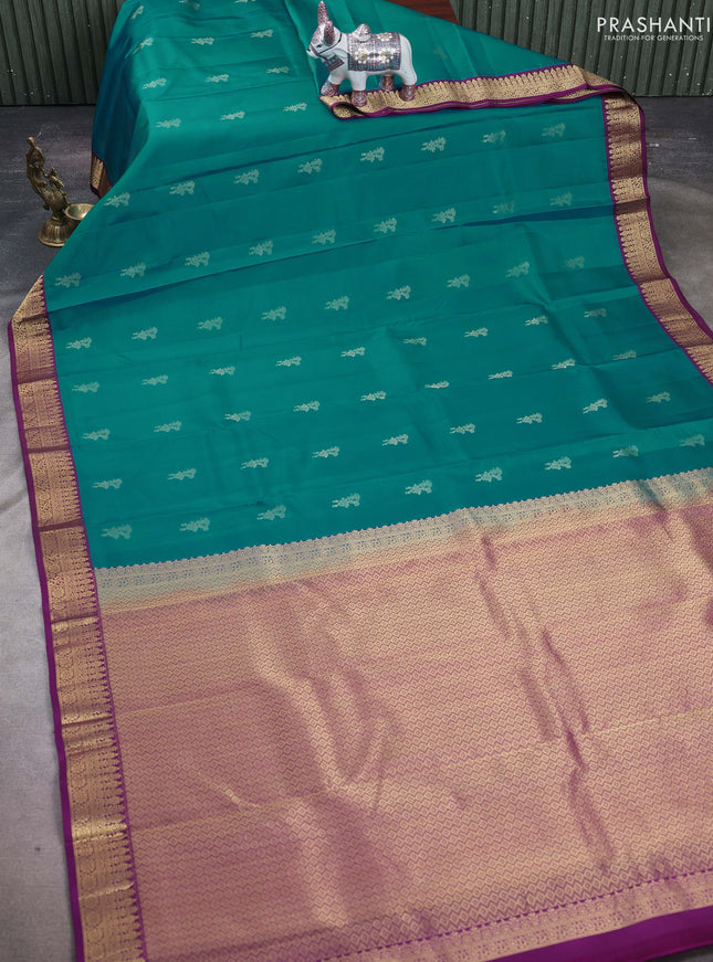 Cs blue & Purple Pure Kanchipuram Silk-Butta