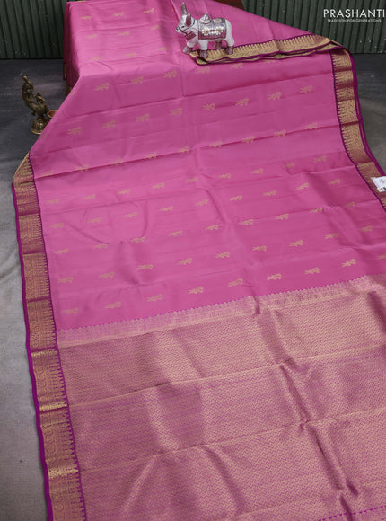 Mauve Pink & Purple Pure Kanchipuram Silk-Butta