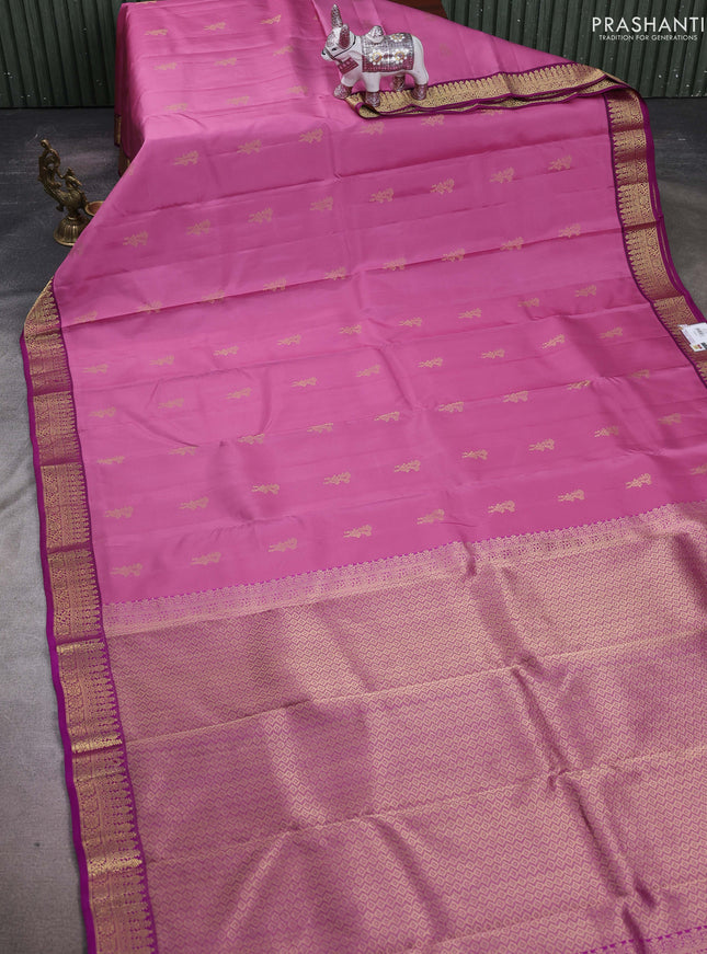 Mauve Pink & Purple Pure Kanchipuram Silk-Butta