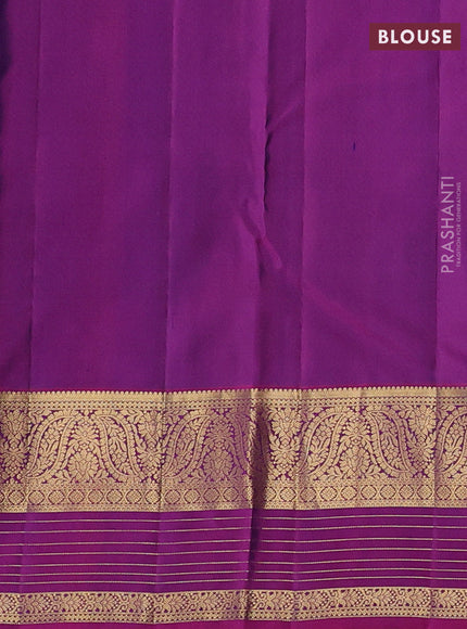 Peacock Blue & Purple Pure Kanchipuram Silk-Butta