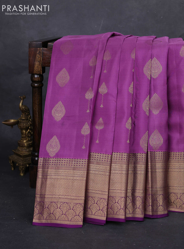 Purple & Violet Pure Kanchipuram Silk -Butta