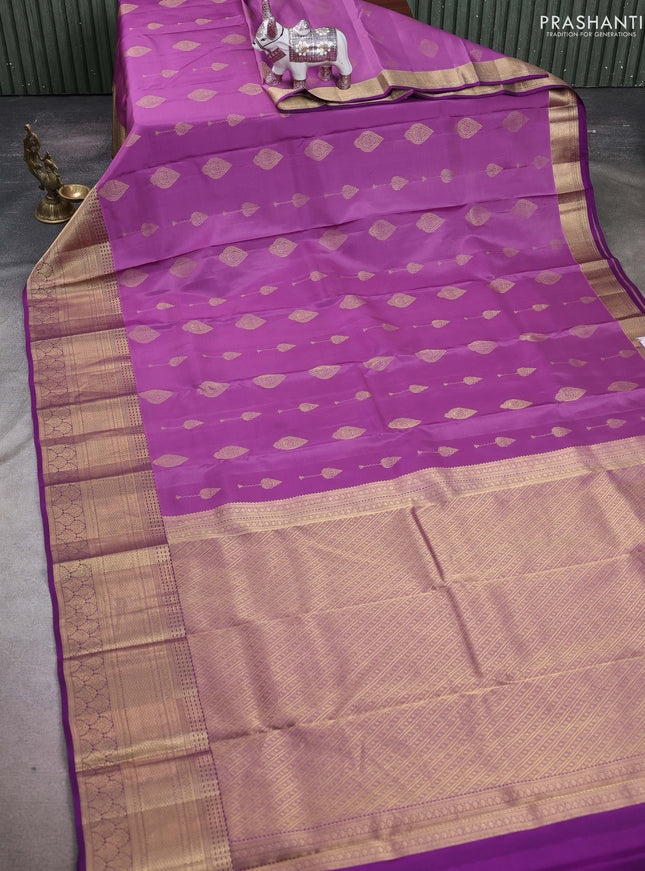 Purple & Violet Pure Kanchipuram Silk -Butta