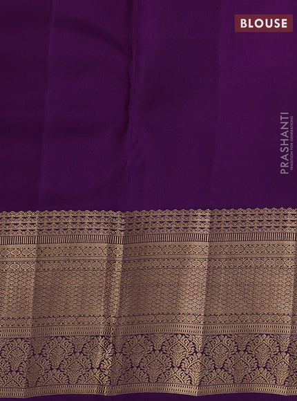 Olive Green & Violet Pure Kanchipuram Silk-Butta
