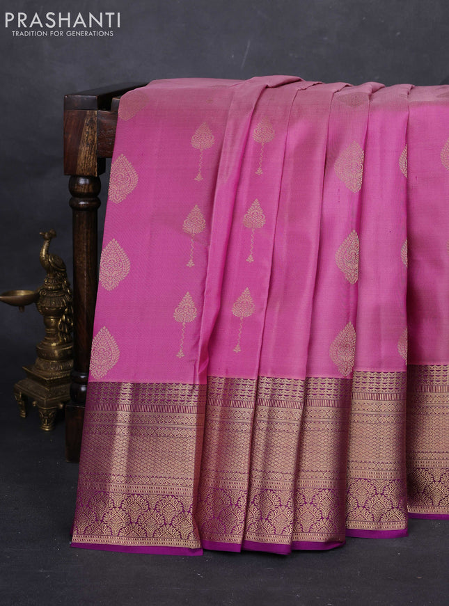 Mauve Pink & Purple Pure Kanchipuram Silk-Butta