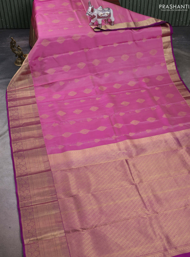 Mauve Pink & Purple Pure Kanchipuram Silk-Butta