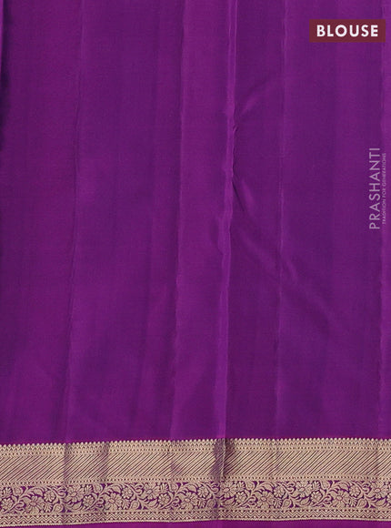 Peacock Green & Purple Pure Kanchipuram Silk-Butta