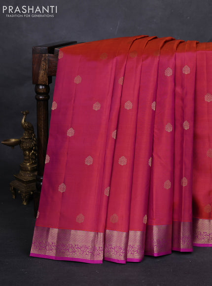 Rust & Purple Pure kanchipuram silk -Butta