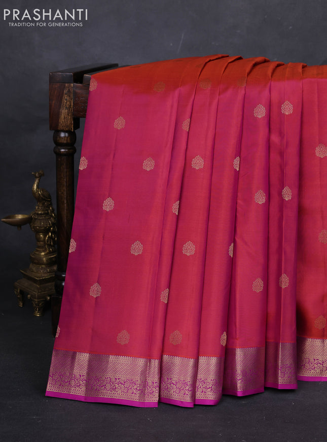 Rust & Purple Pure kanchipuram silk -Butta