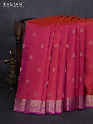 Rust & Purple Pure kanchipuram silk -Butta