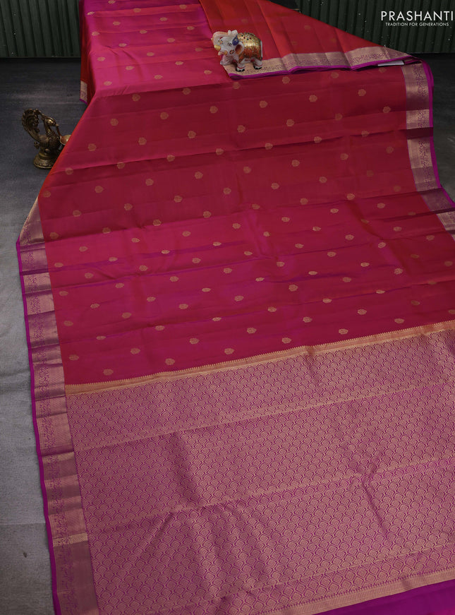 Rust & Purple Pure kanchipuram silk -Butta