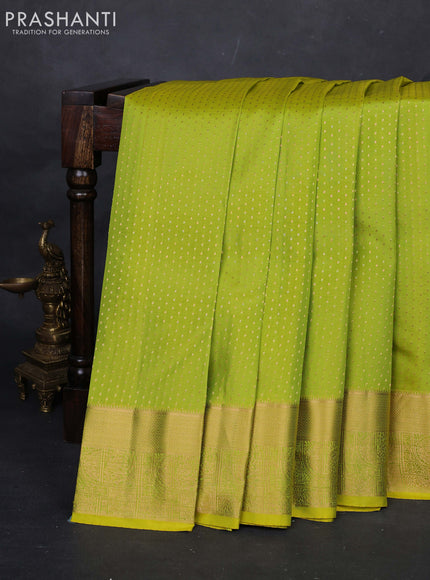 Lime Green & Maroon Pure Kanchipuram Silk-1000 Butta