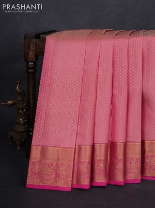 Peach Pink & Pink Pure Kanchipuram Silk-1000 butta