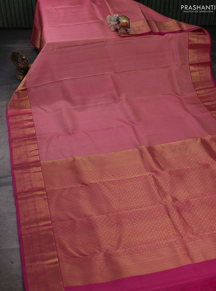 Peach Pink & Pink Pure Kanchipuram Silk-1000 butta
