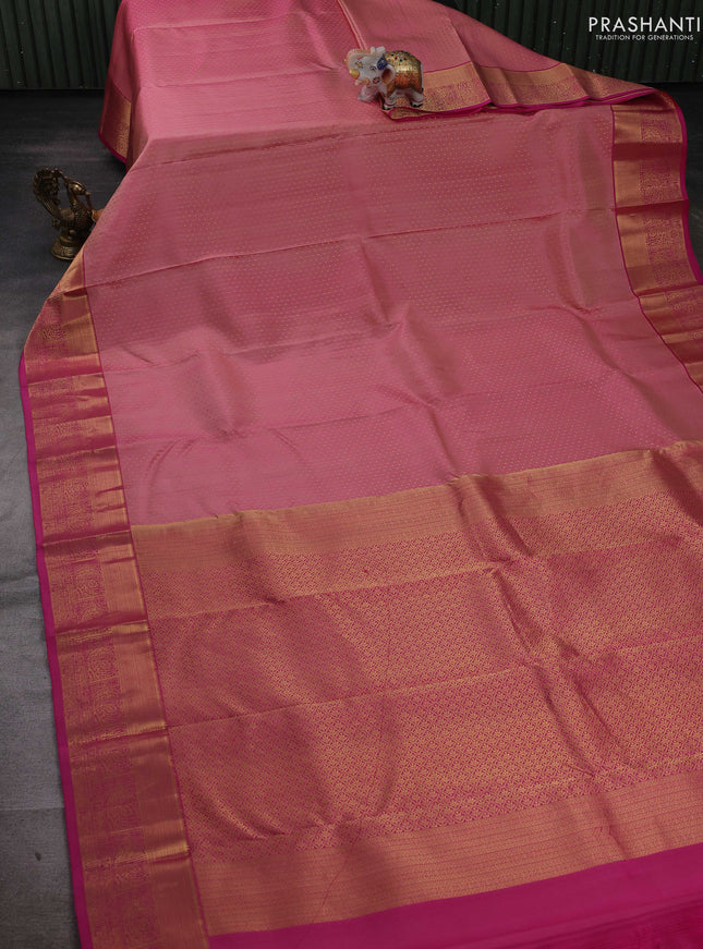 Peach Pink & Pink Pure Kanchipuram Silk-1000 butta