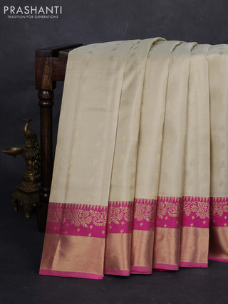 Beige & Pink Pure Kanchipuram silk-Butta