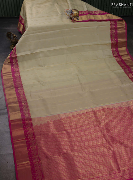 Beige & Pink Pure Kanchipuram silk-Butta