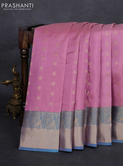 Mauve Pink & Teal Pure kanchipuram silk-Butta