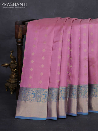 Mauve Pink & Teal Pure kanchipuram silk-Butta