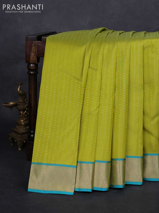Lime Green & Teal Pure kanchipuram silk -1000 Butta