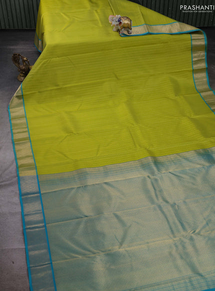 Lime Green & Teal Pure kanchipuram silk -1000 Butta