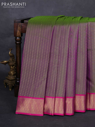 Olive green & Pink Pure kanchipuram silk -1000 Butta