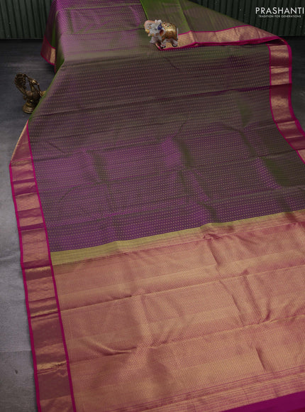 Olive green & Pink Pure kanchipuram silk -1000 Butta