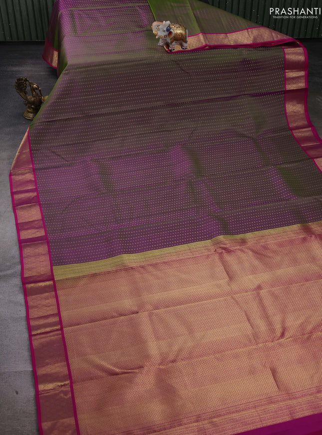 Olive green & Pink Pure kanchipuram silk -1000 Butta