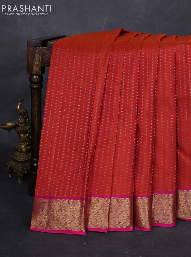 Rust & Pink Pure kanchipuram silk -1000 Butta