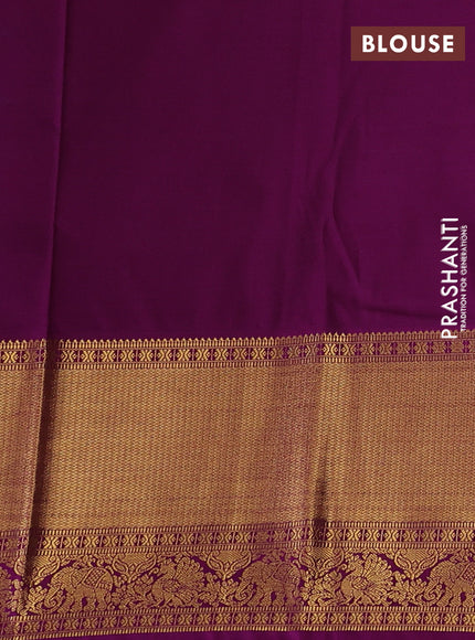 Teal Blue & Purple Semi Kanchipuram Silk - Korvai
