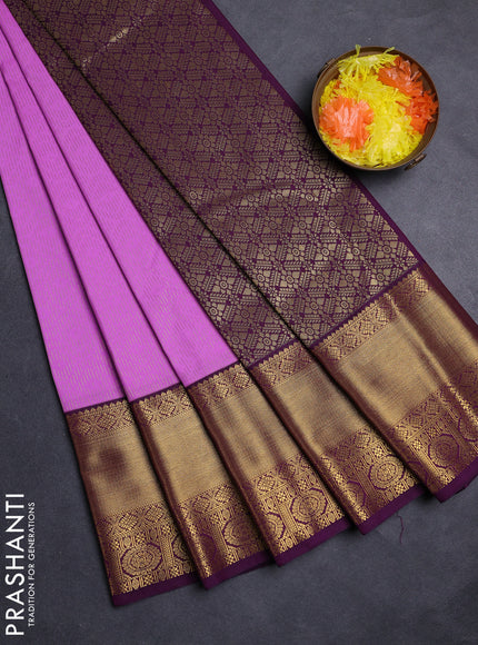 Lavender & Purple Semi Kanchipuram Silk - Korvai
