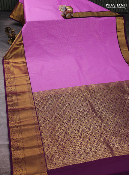 Lavender & Purple Semi Kanchipuram Silk - Korvai