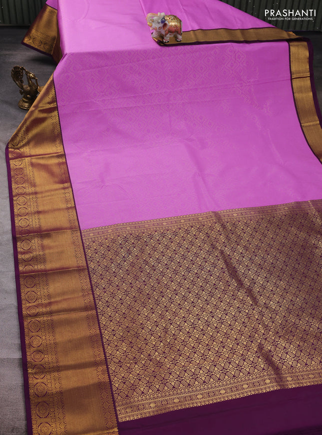 Lavender & Purple Semi Kanchipuram Silk - Korvai