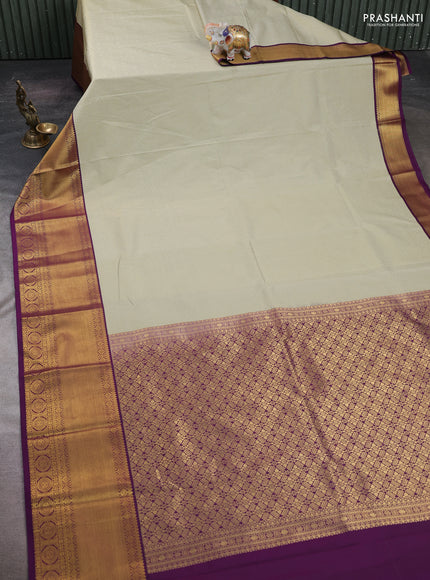 Pista Green & Purple Semi Kanchipuram Silk - Korvai