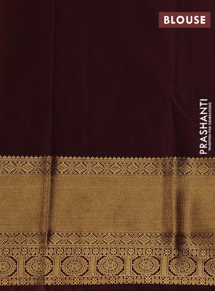 Yellow & Coffee Brown Semi Kanchipuram Silk - Korvai