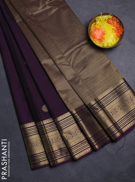 Purple Semi Kanchipuram Silk - Korvai 1Damage