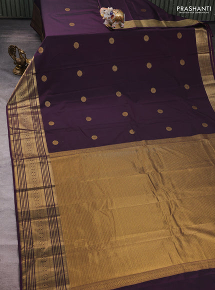 Purple Semi Kanchipuram Silk - Korvai 1Damage