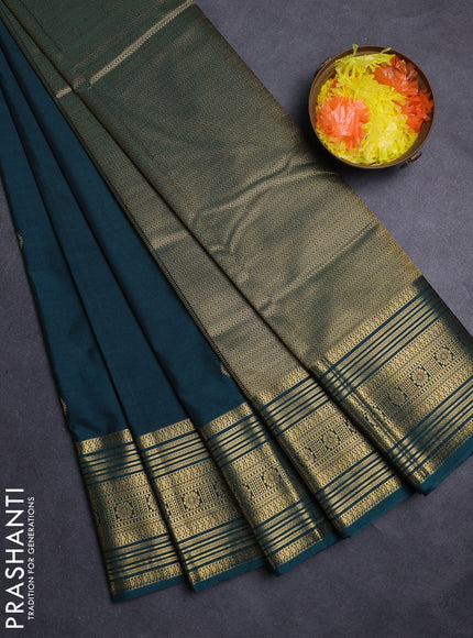 Peacock Green Semi Kanchipuram Silk - Korvai