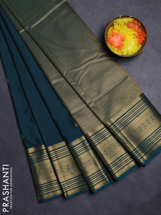 Peacock Green Semi Kanchipuram Silk - Korvai