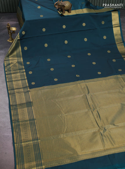 Peacock Green Semi Kanchipuram Silk - Korvai